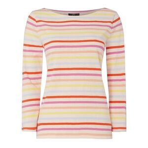 J. Crew Striped Boat Neck 3/4 Sleeve Top in Pink/Multicolor Size XXS